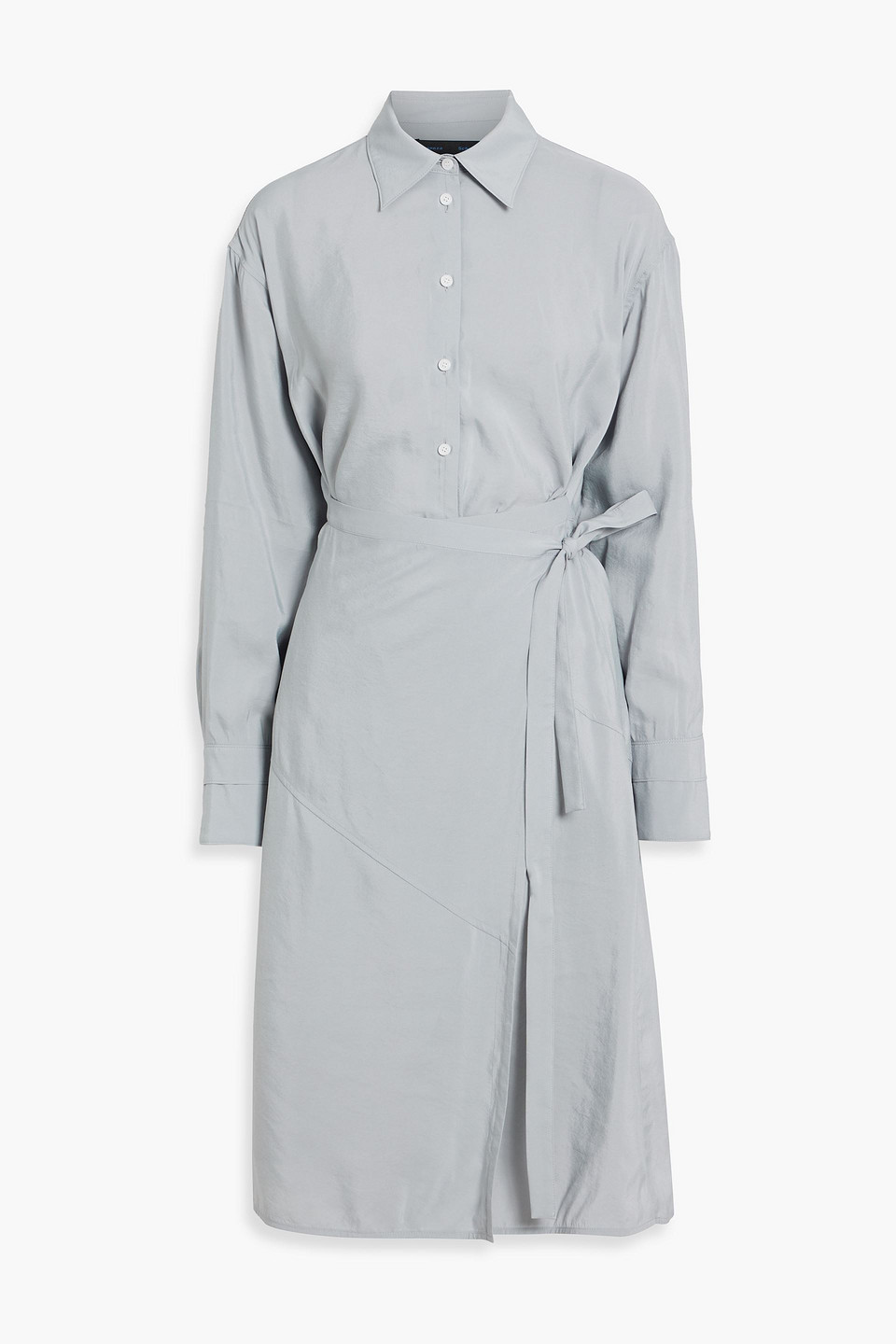 Proenza Schouler Crepe De Chine Midi Shirt Dress In Light Gray