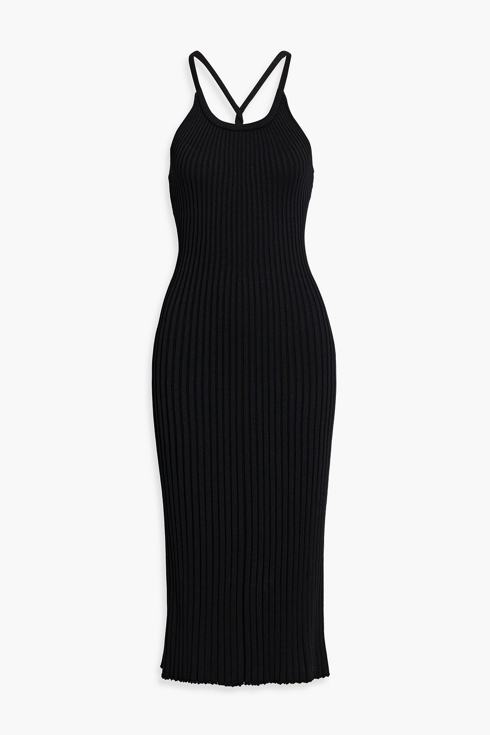 Proenza Schouler Vida Ribbed-knit Midi Dress In Black