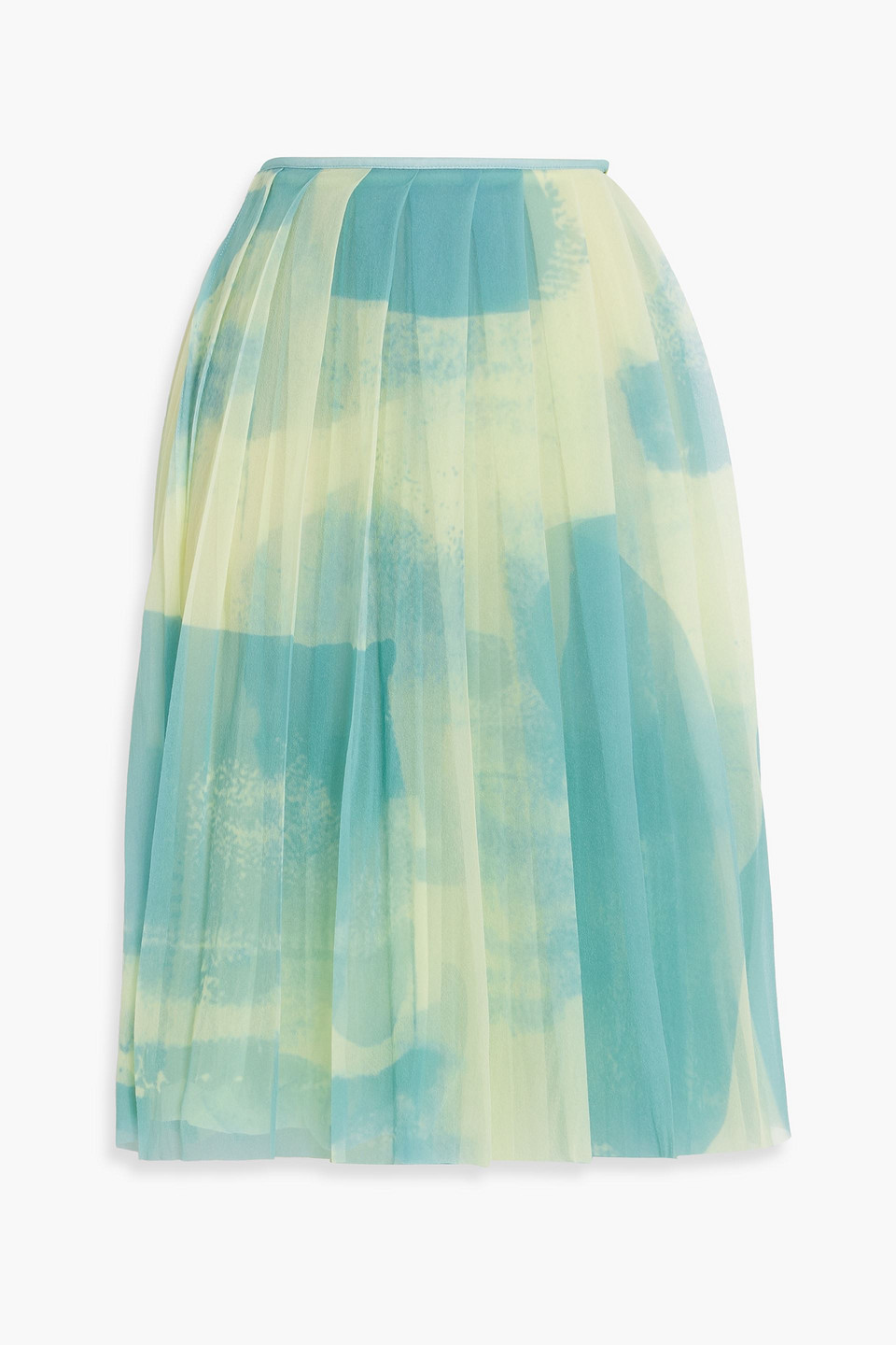 Proenza Schouler Pleated Printed Chiffon Skirt In Light Green