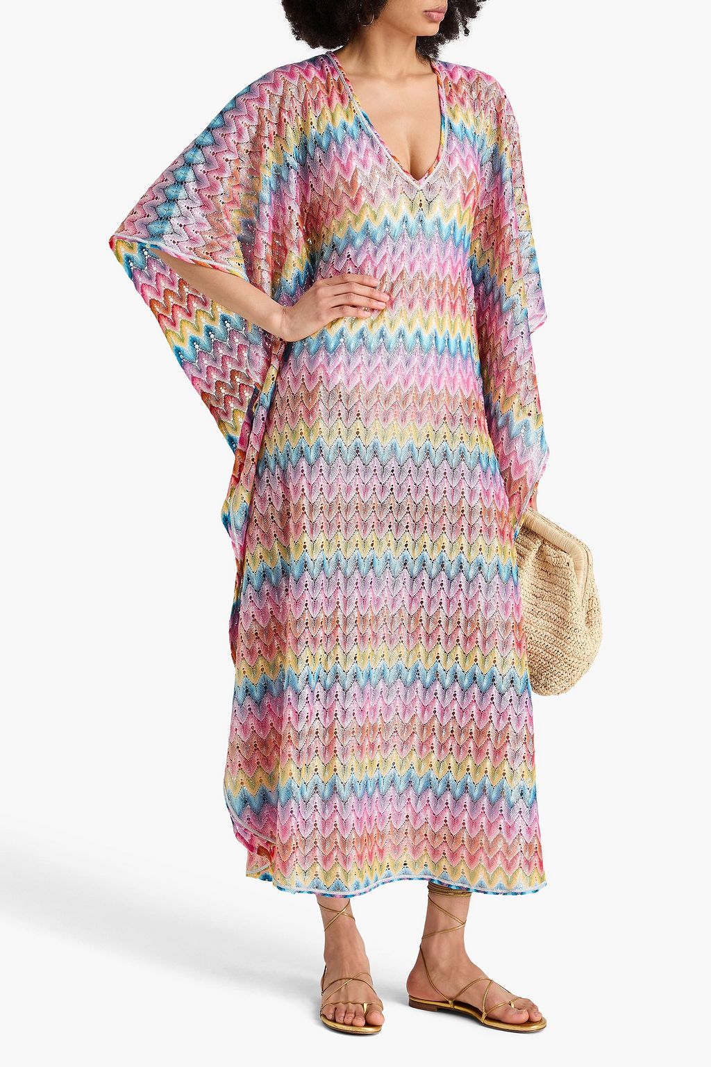MISSONI Metallic crochet-knit cotton-blend coverup