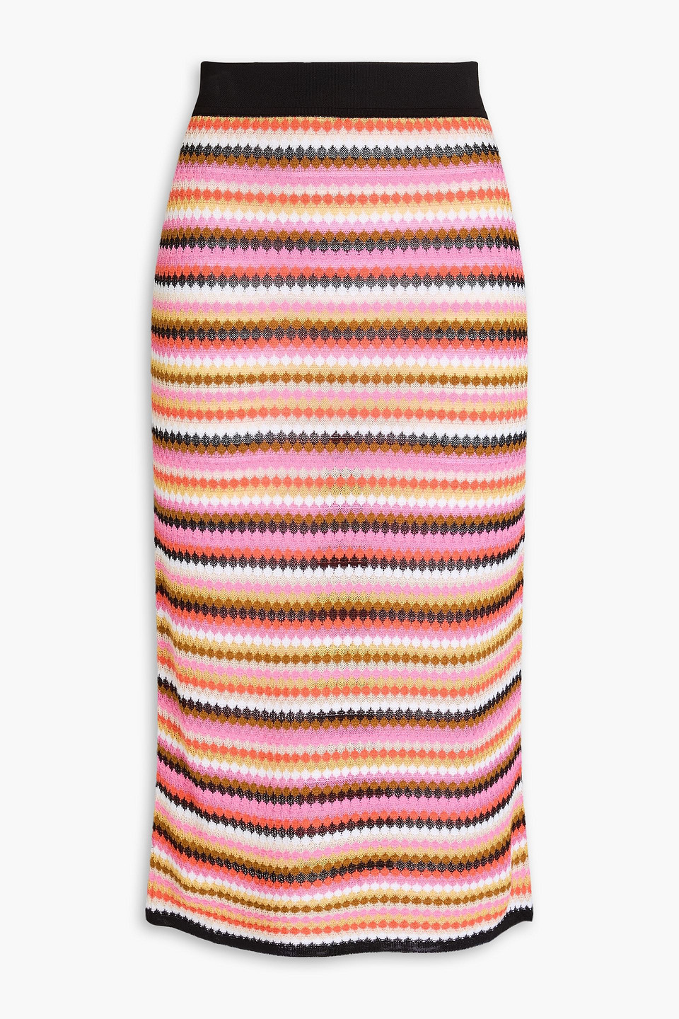 Crochet-knit cotton-blend pencil skirt