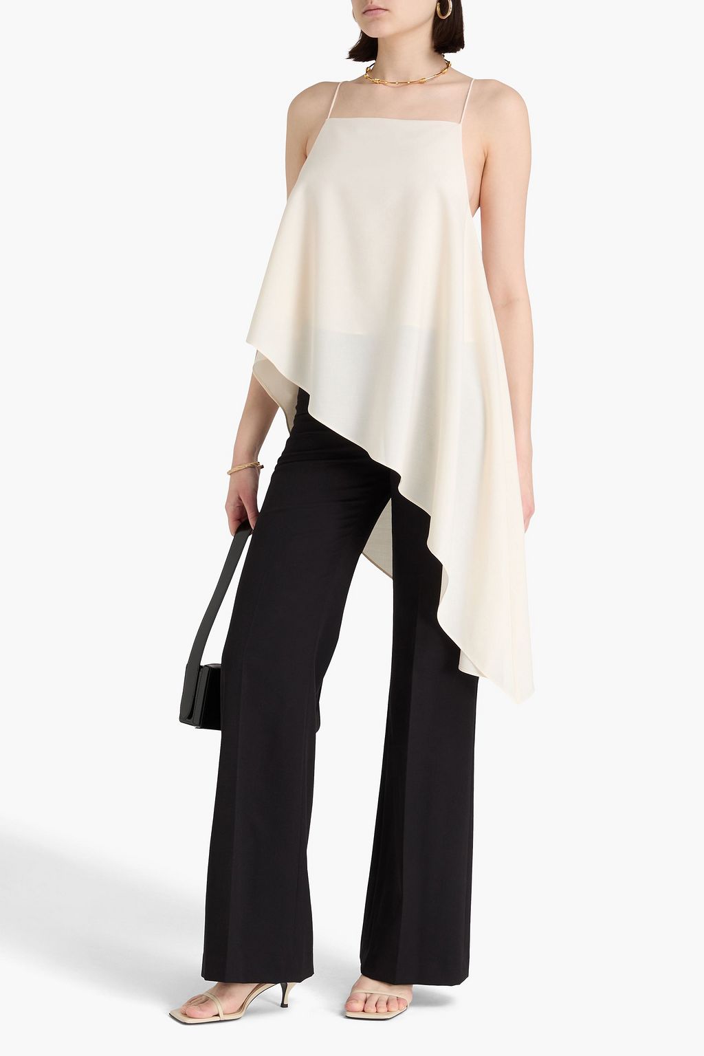 RÓHE Asymmetric wool-blend crepe top