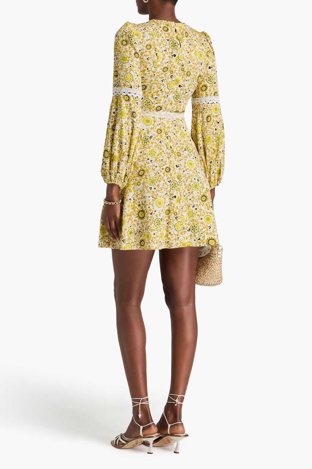 DIANE VON FURSTENBERG ツイル ミニワンピース カットアウト プリント入り