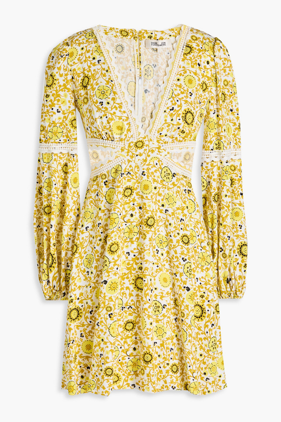 Diane Von Furstenberg Kimmie Cutout Printed Twill Mini Dress