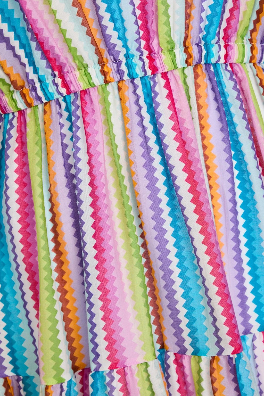 MISSONI Gestuftes Maxikleid aus einer Baumwoll-Seidenmischung mit Streifen