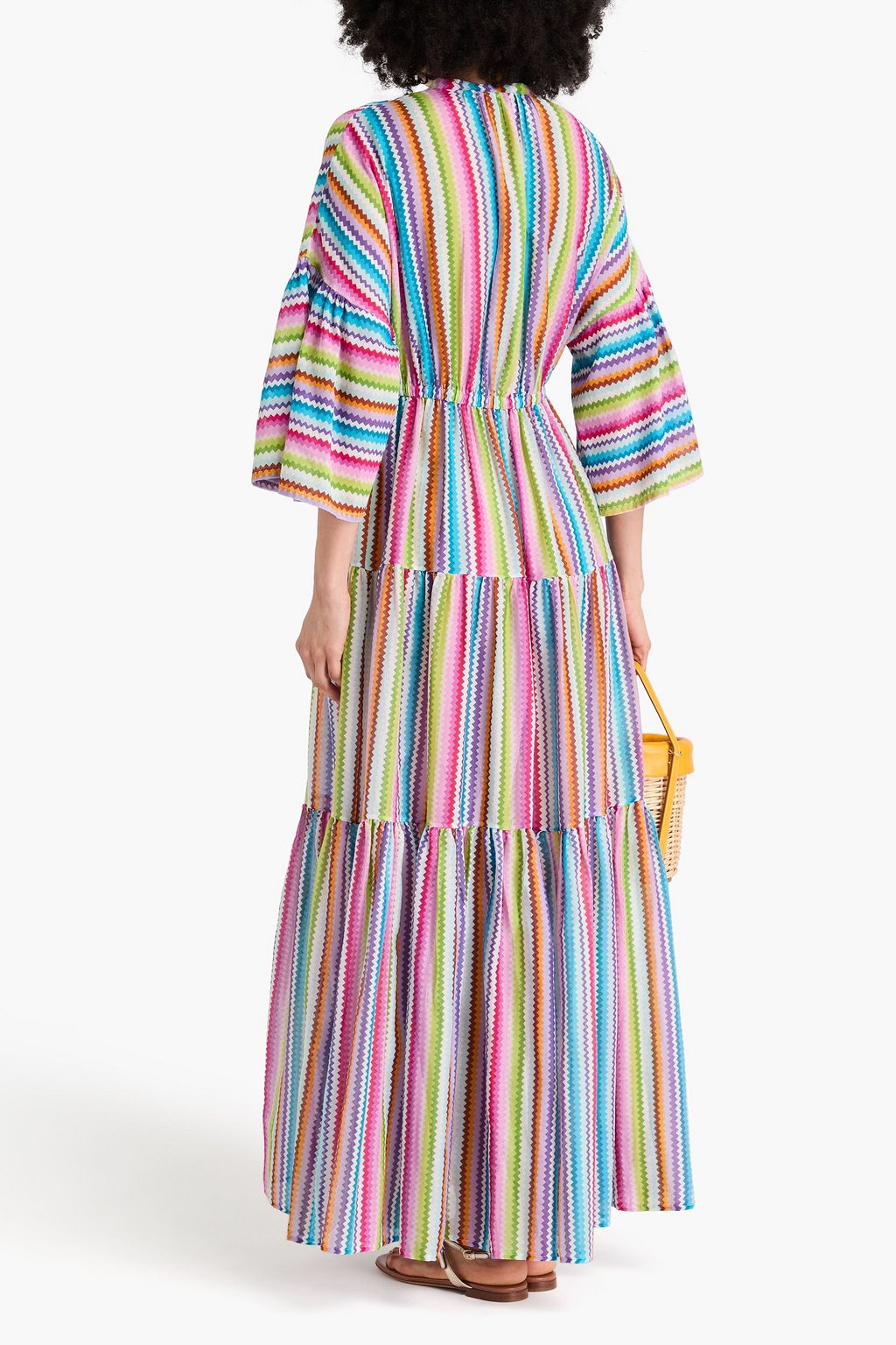 MISSONI Gestuftes Maxikleid aus einer Baumwoll-Seidenmischung mit Streifen
