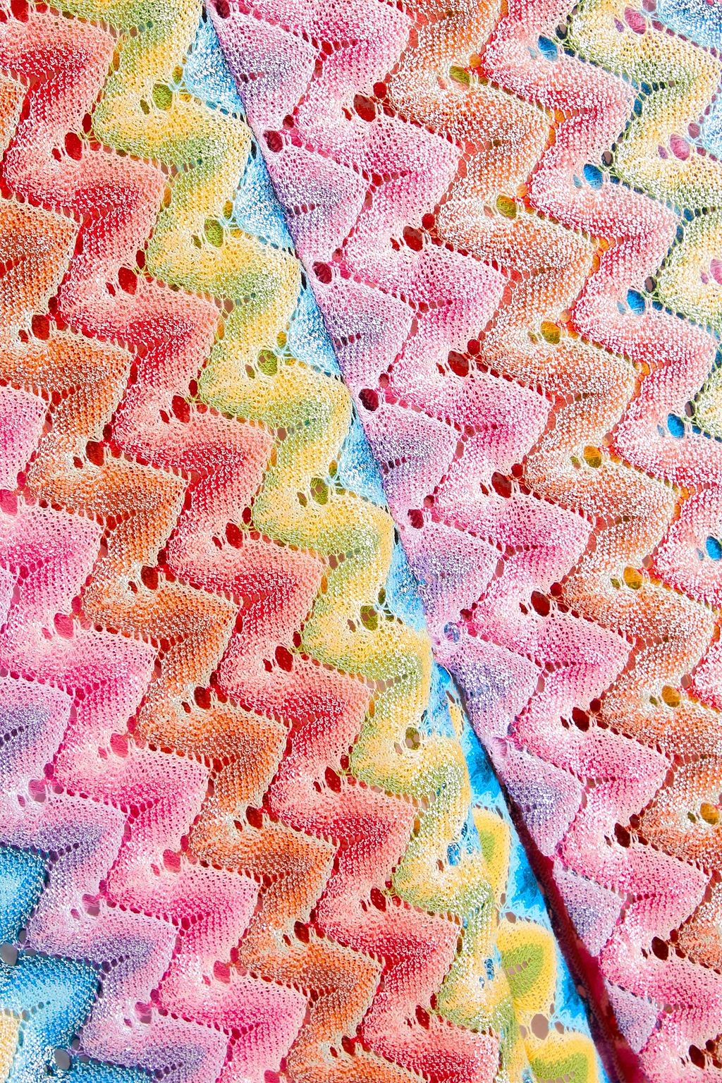 MISSONI فستان طويل من مزيج القطن المحبوك بنمط الكروشيه بلون معدني