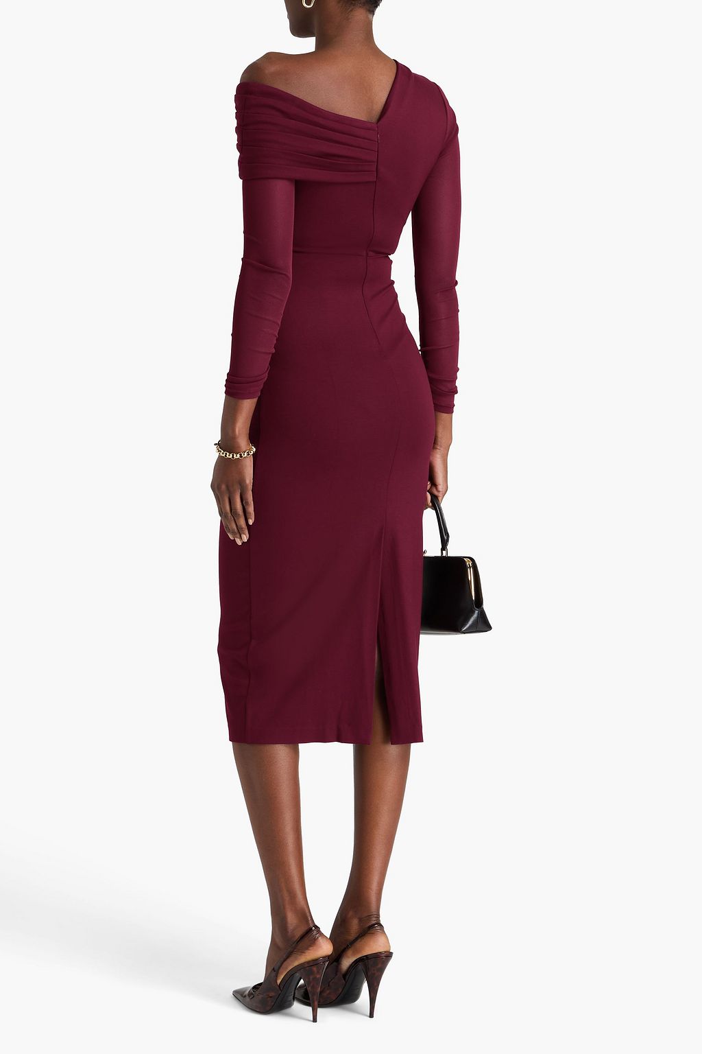 DIANE VON FURSTENBERG Rich twisted stretch-jersey and mesh midi dress