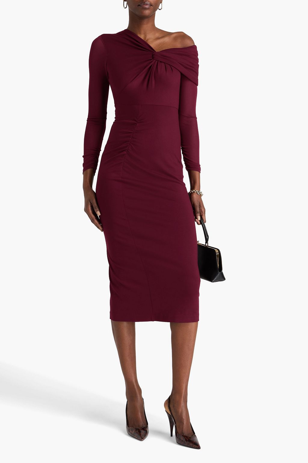 DIANE VON FURSTENBERG Rich twisted stretch-jersey and mesh midi dress
