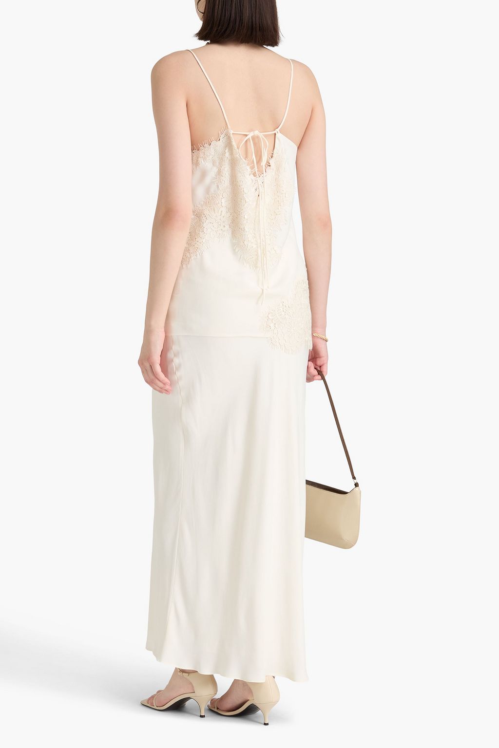 RÓHE Lace-paneled satin camisole