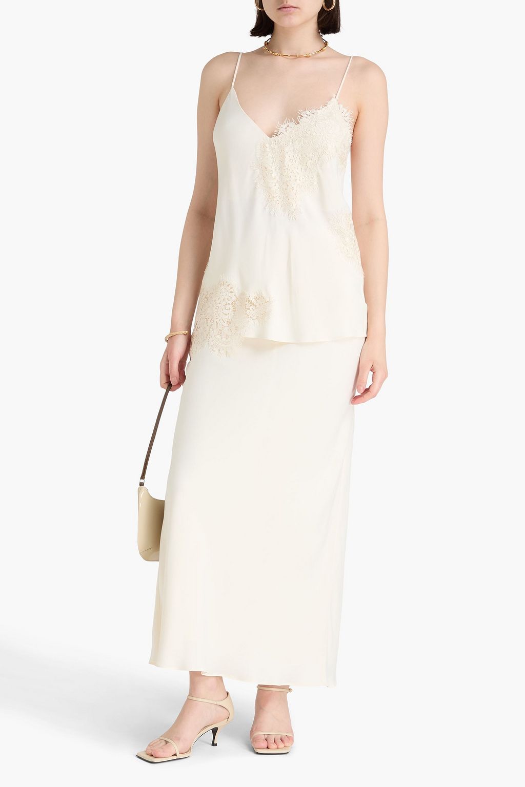 RÓHE Lace-paneled satin camisole