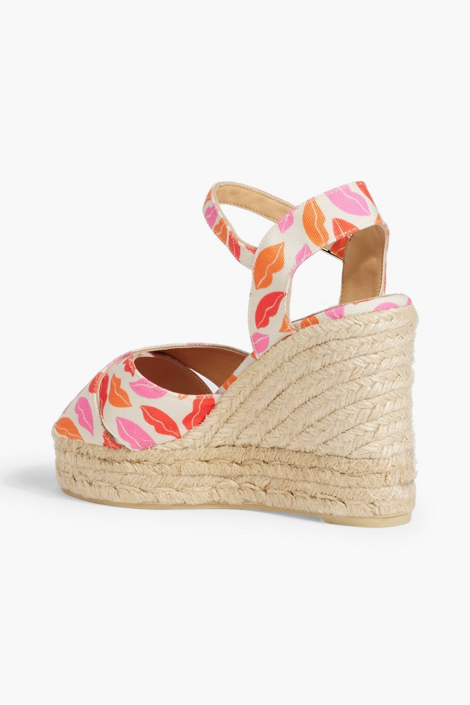 Diane Von Furstenberg X Castañer Blaudell Printed Canvas Espadrille Wedge Sandals In Orange