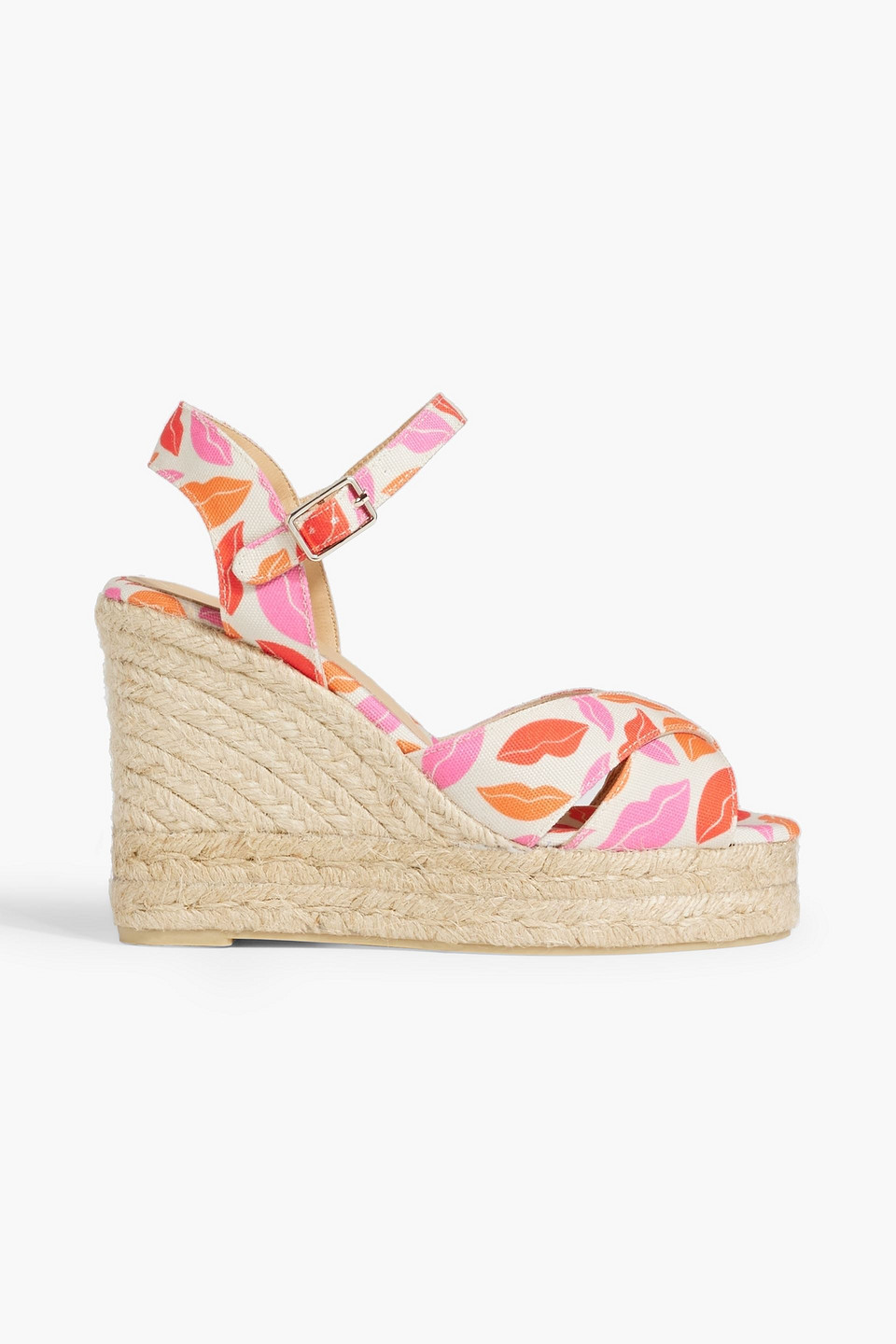 Diane Von Furstenberg X Castañer Blaudell Printed Canvas Espadrille Wedge Sandals In Orange