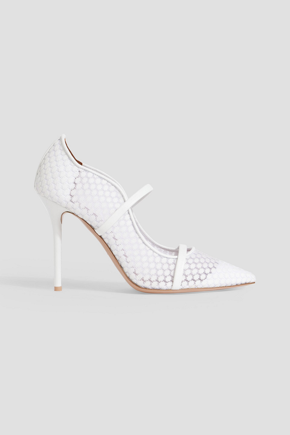 Malone Souliers Maureen 100 Leather-trimmed Lace Pumps In White
