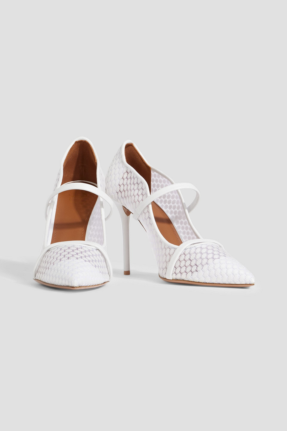 MALONE SOULIERS MAUREEN 100 LEATHER-TRIMMED LACE PUMPS