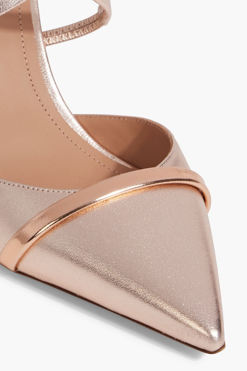 Malone Souliers Yoana 80 Metallic Leather Mules In Rose Gold