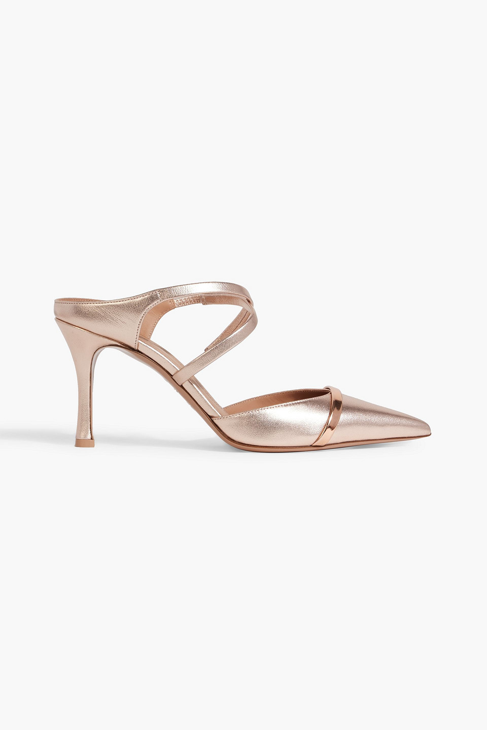 Malone Souliers Yoana 80 Metallic Leather Mules In Rose Gold