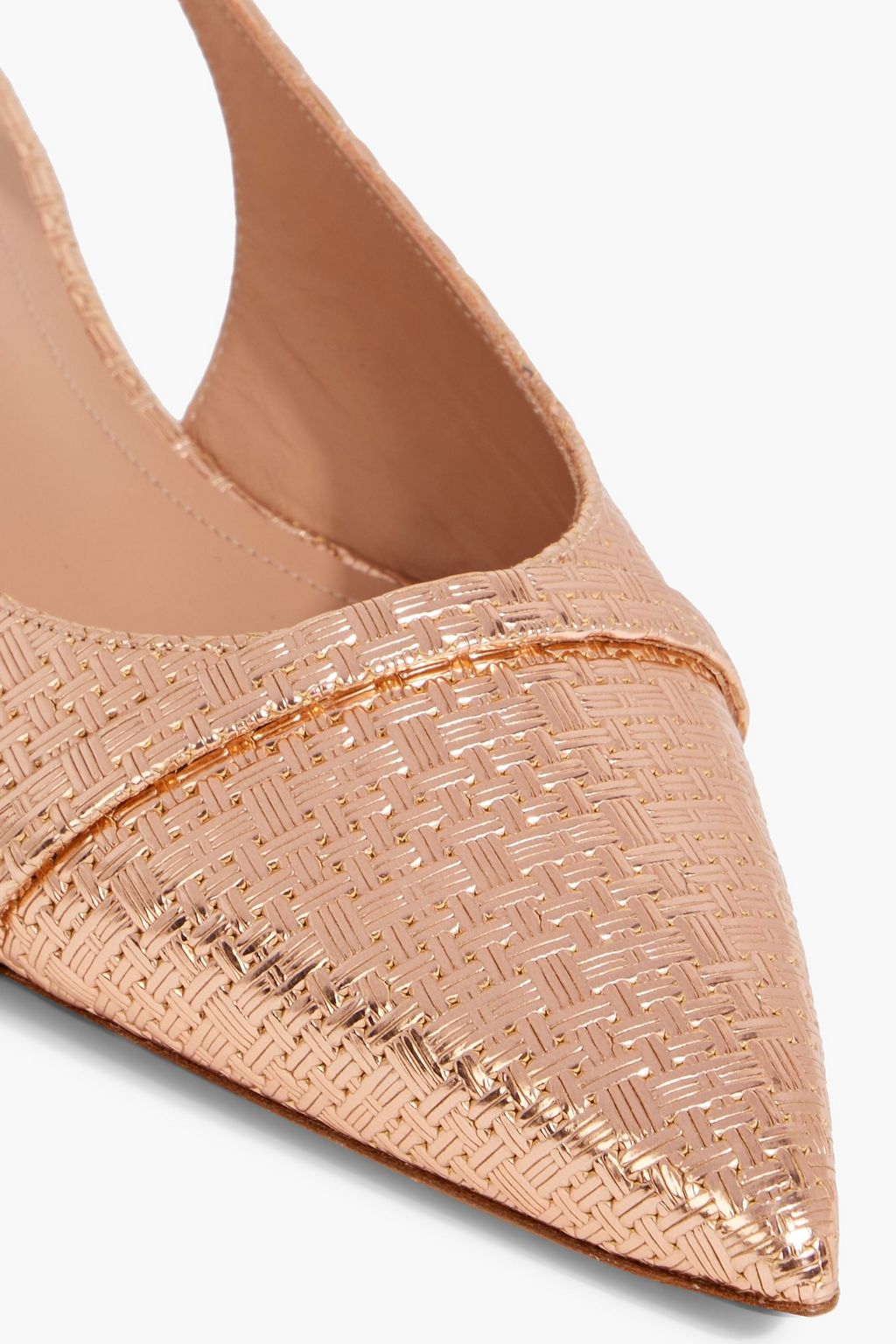 MALONE SOULIERS Jama 10 embossed metallic leather slingback point-toe flats