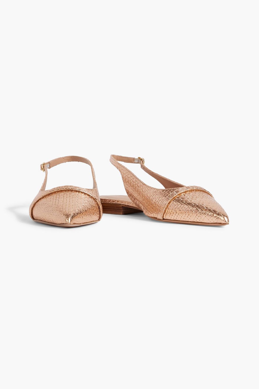 MALONE SOULIERS Jama 10 embossed metallic leather slingback point-toe flats