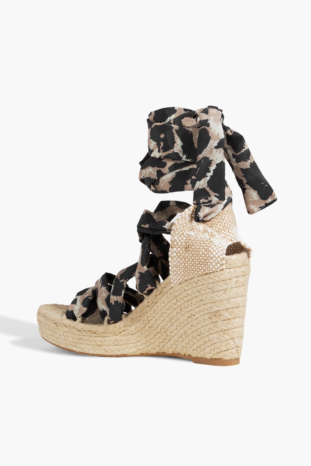 DIANE VON FURSTENBERG X CASTAÑER صندل "جورجيلينا" بكعب ويدج من إسبادريل والحرير الصيني بطبعة جلد الفهد