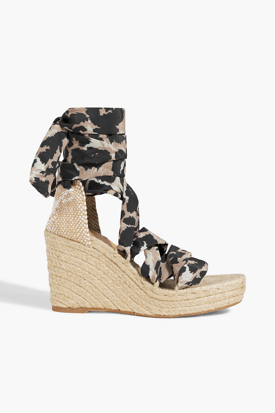 Diane Von Furstenberg X Castañer Jorgelina Leopard-print Crepe De Chine Espadrille Wedge Sandals In Beige