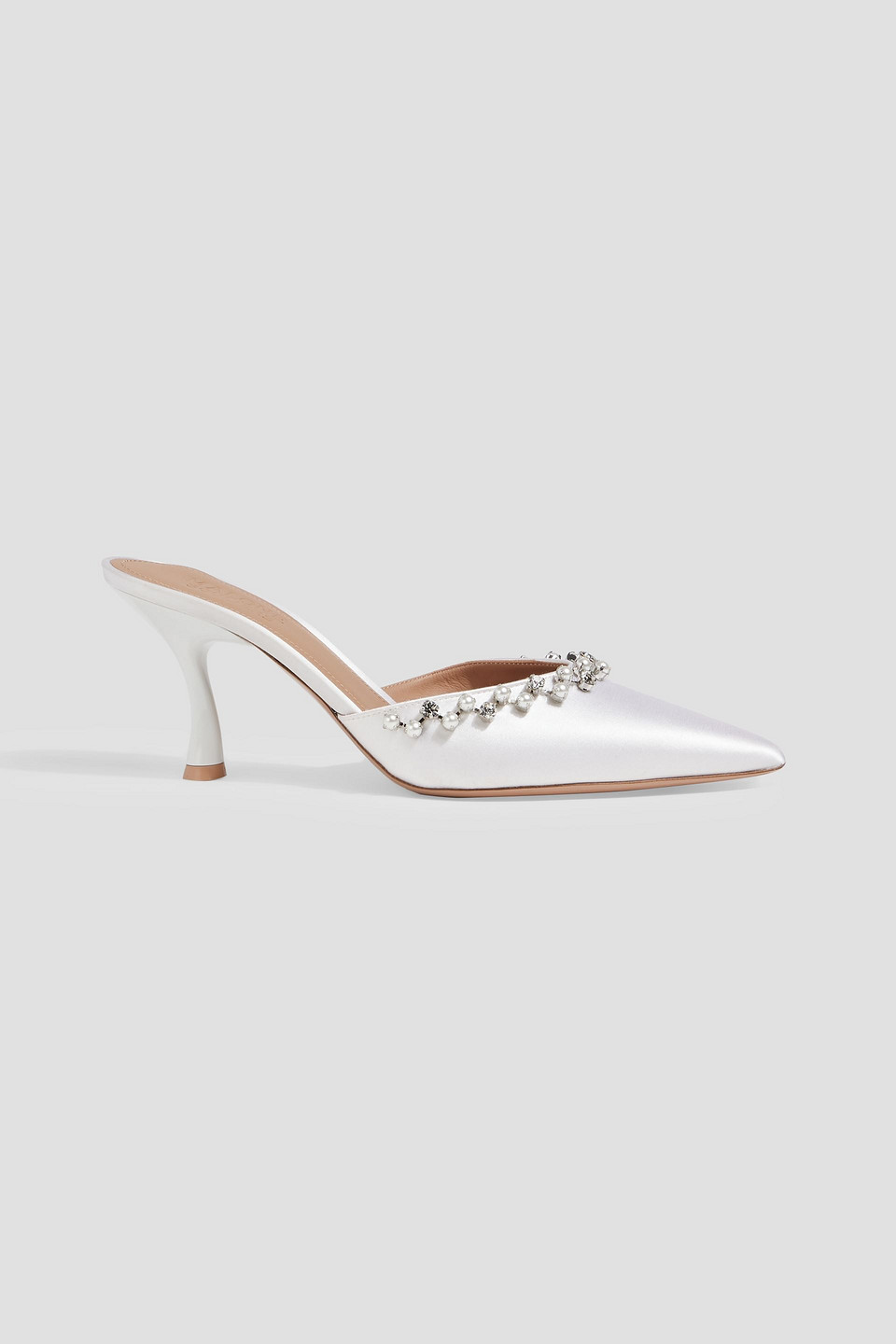 Malone Souliers Gwyn 70 Embellished Satin Mules In White