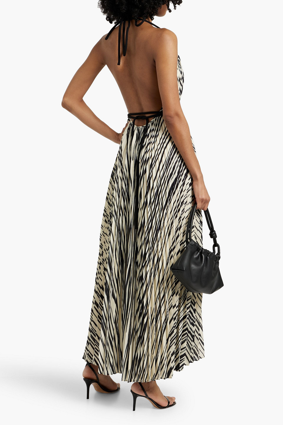 Shop Proenza Schouler Frida Pleated Printed Chiffon Halterneck Maxi Dress In Ivory