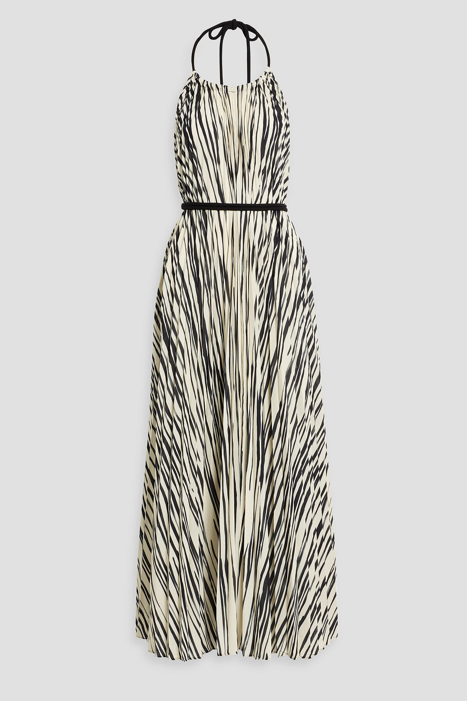 Shop Proenza Schouler Frida Pleated Printed Chiffon Halterneck Maxi Dress In Ivory