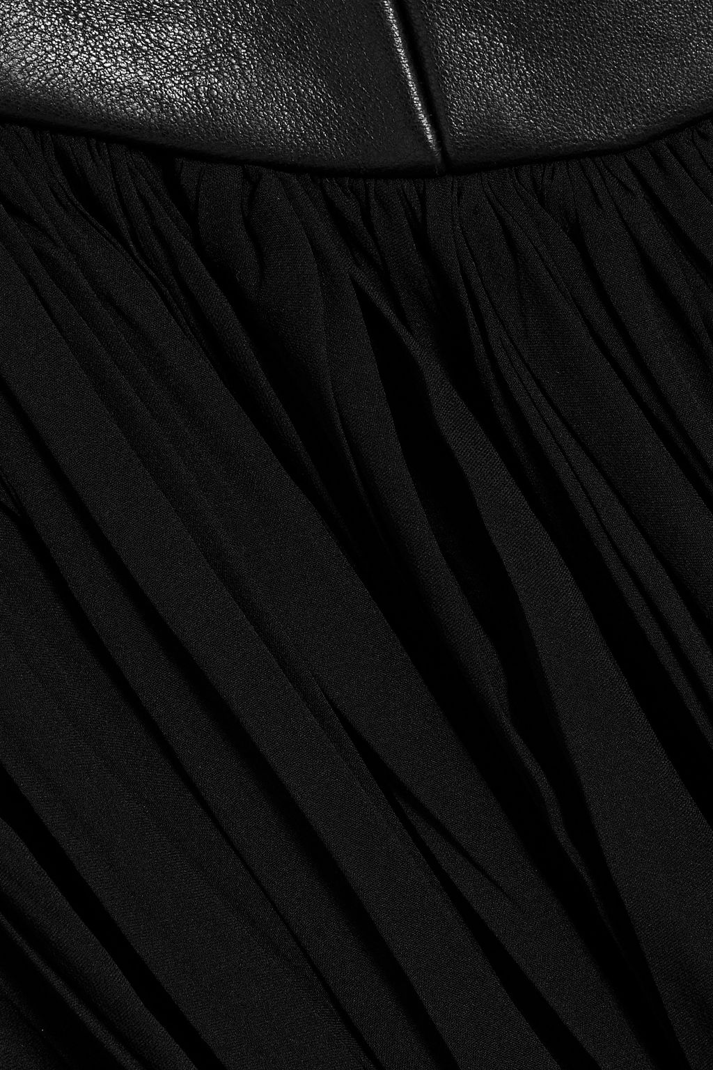 KHAITE Anita ruffled silk-chiffon and leather top
