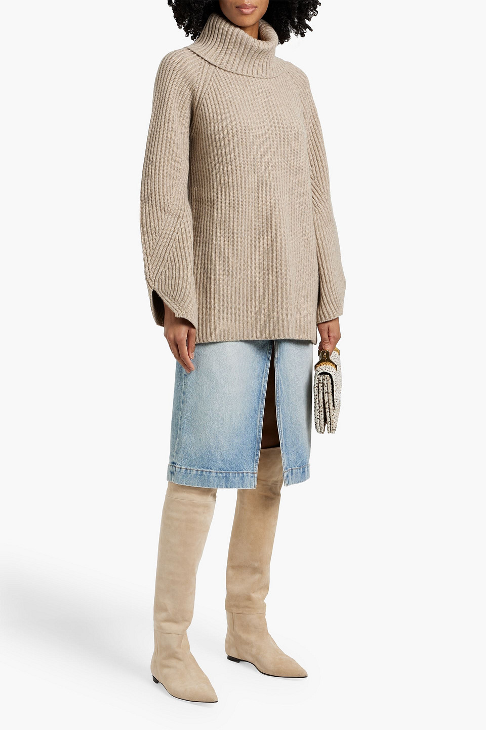 Khaite Fraser Midirock Aus Denim In Hellblauer Denim