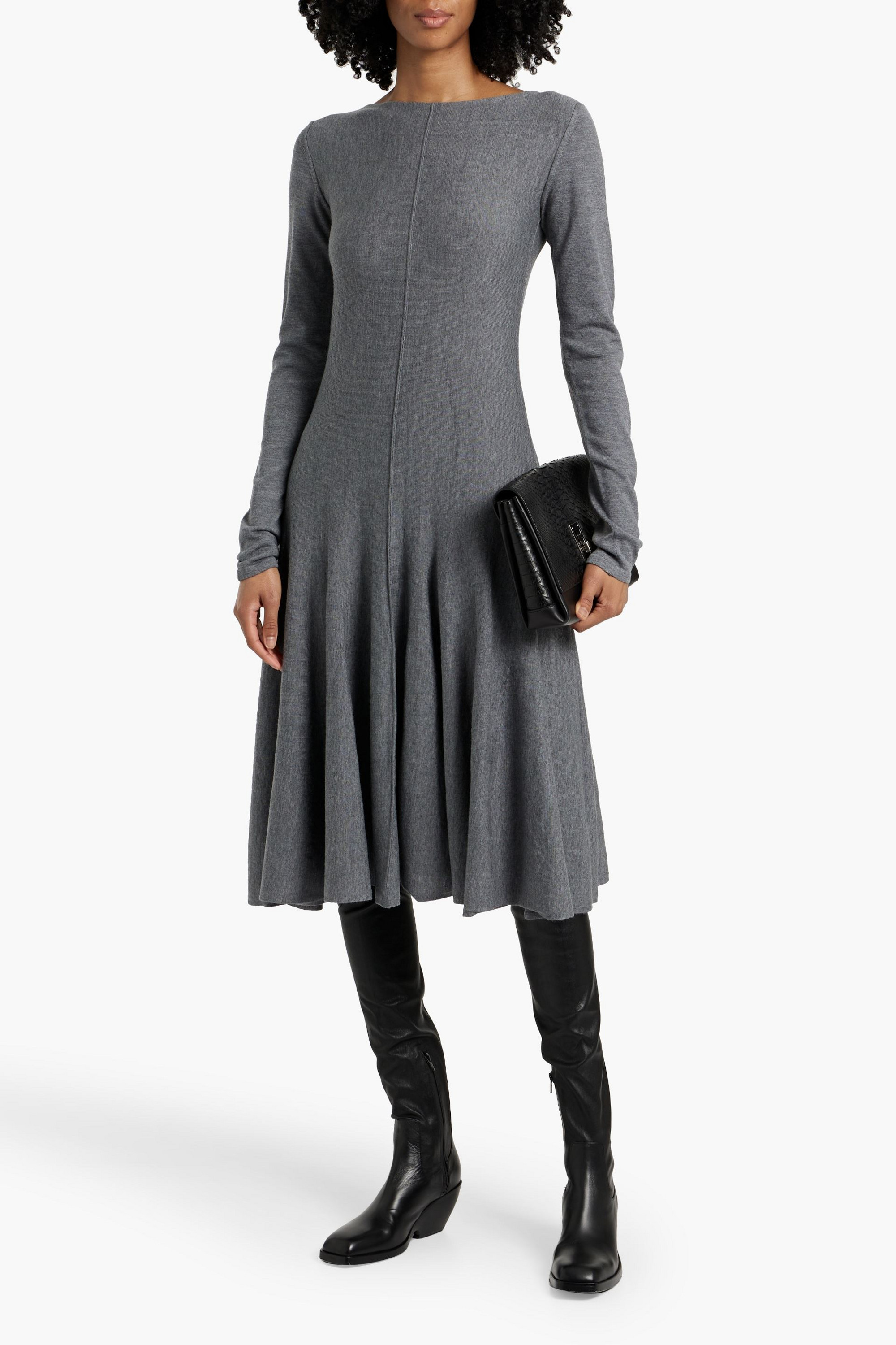KHAITE Dany pleated wool midi dress