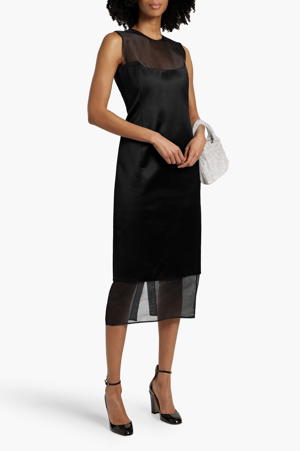 Khaite Dissa Midikleid Aus Einer Seidenorganza-baumwollmischung In Schwarz