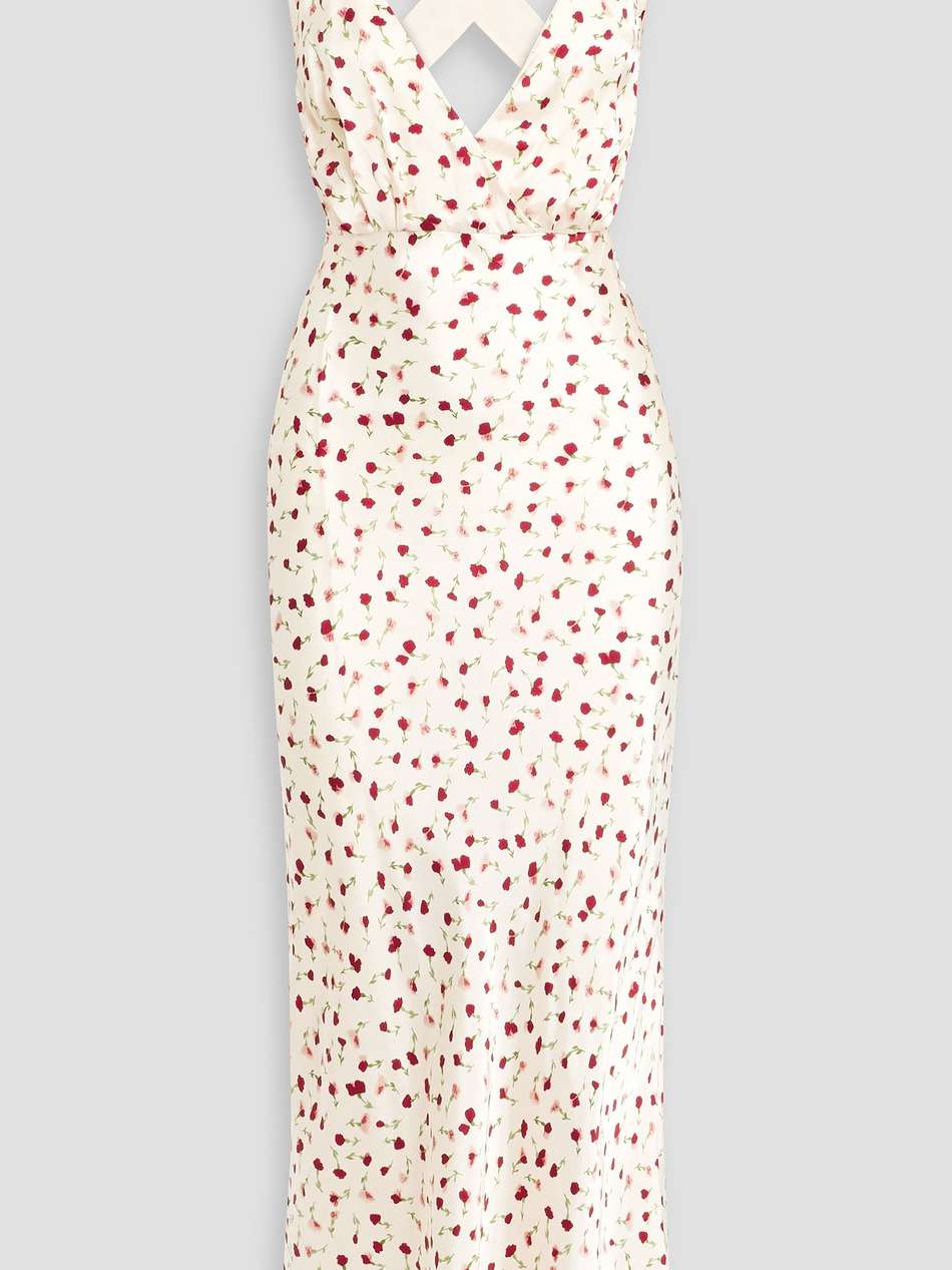 milo floral-print cupro-satin midi dress
