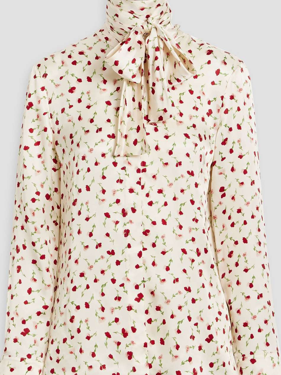 tash pussy-bow floral-print satin-twill blouse