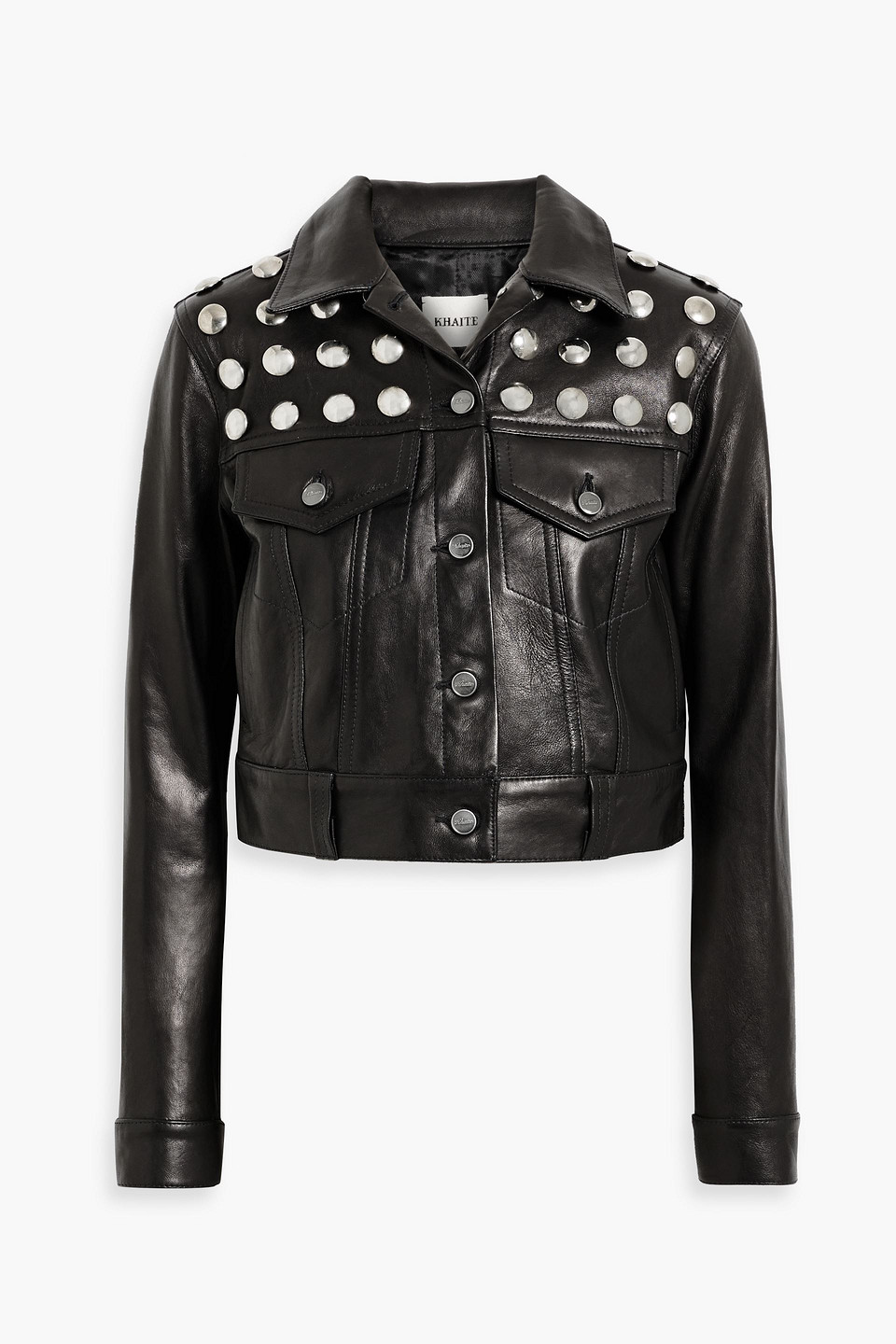 Khaite Rizzo Studded Textured-leather Jacket In Black
