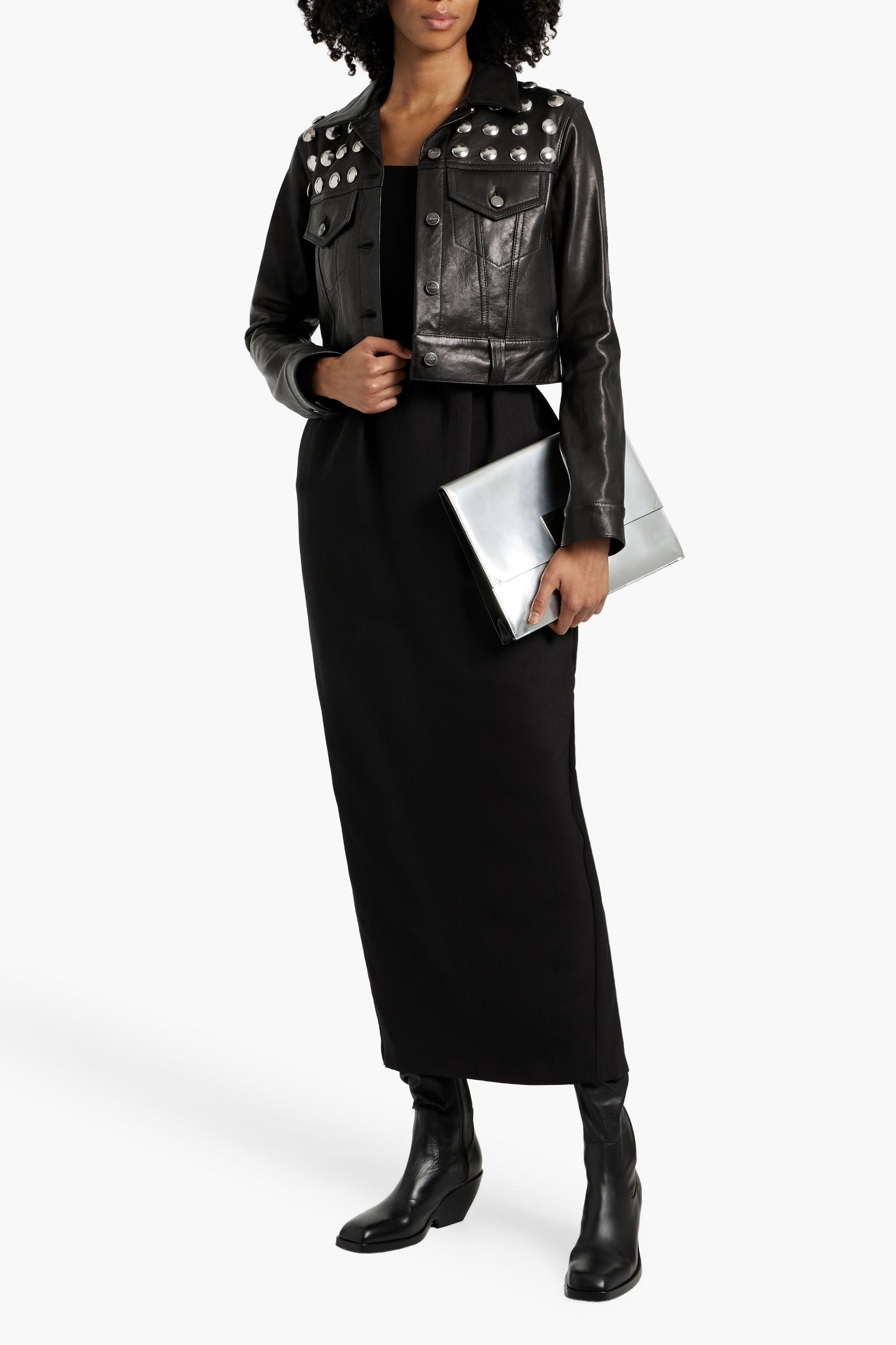 KHAITE Rizzo cropped studded leather jacket