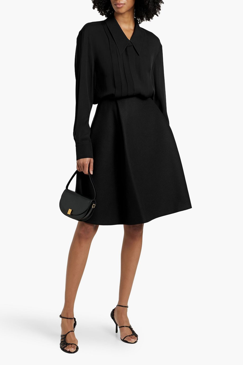 KHAITE Farla pleated wool-blend felt skirt