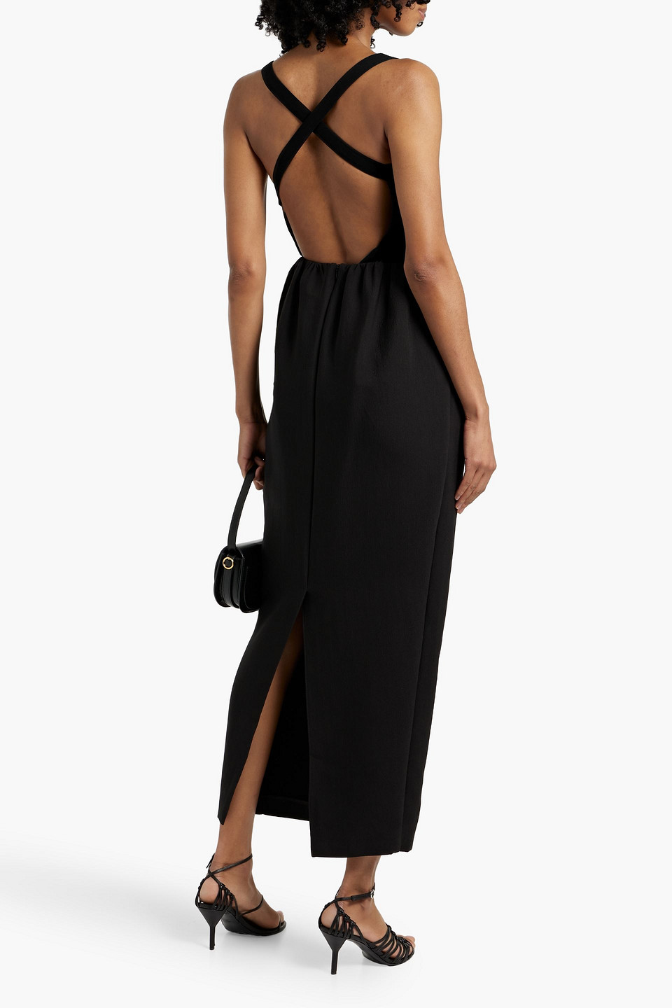 KHAITE AXELL LINEN AND SILK-BLEND CREPE TOP
