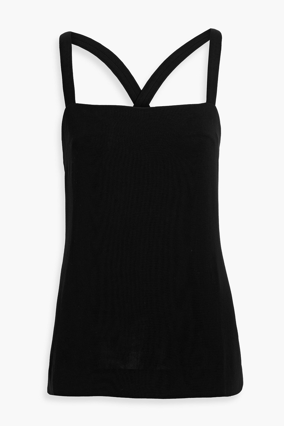 Khaite Axell Linen And Silk-blend Crepe Top In Black