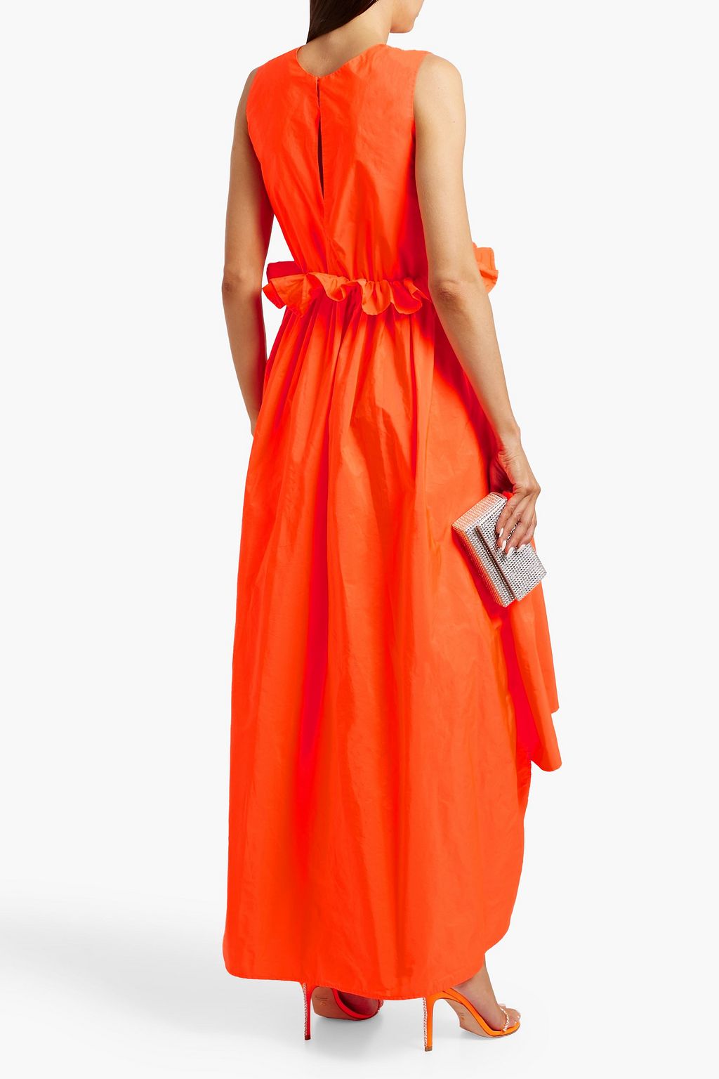 REDVALENTINO Asymmetric neon taffeta maxi dress