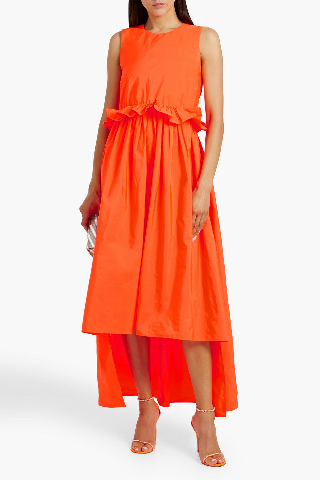 REDVALENTINO Asymmetric neon taffeta maxi dress