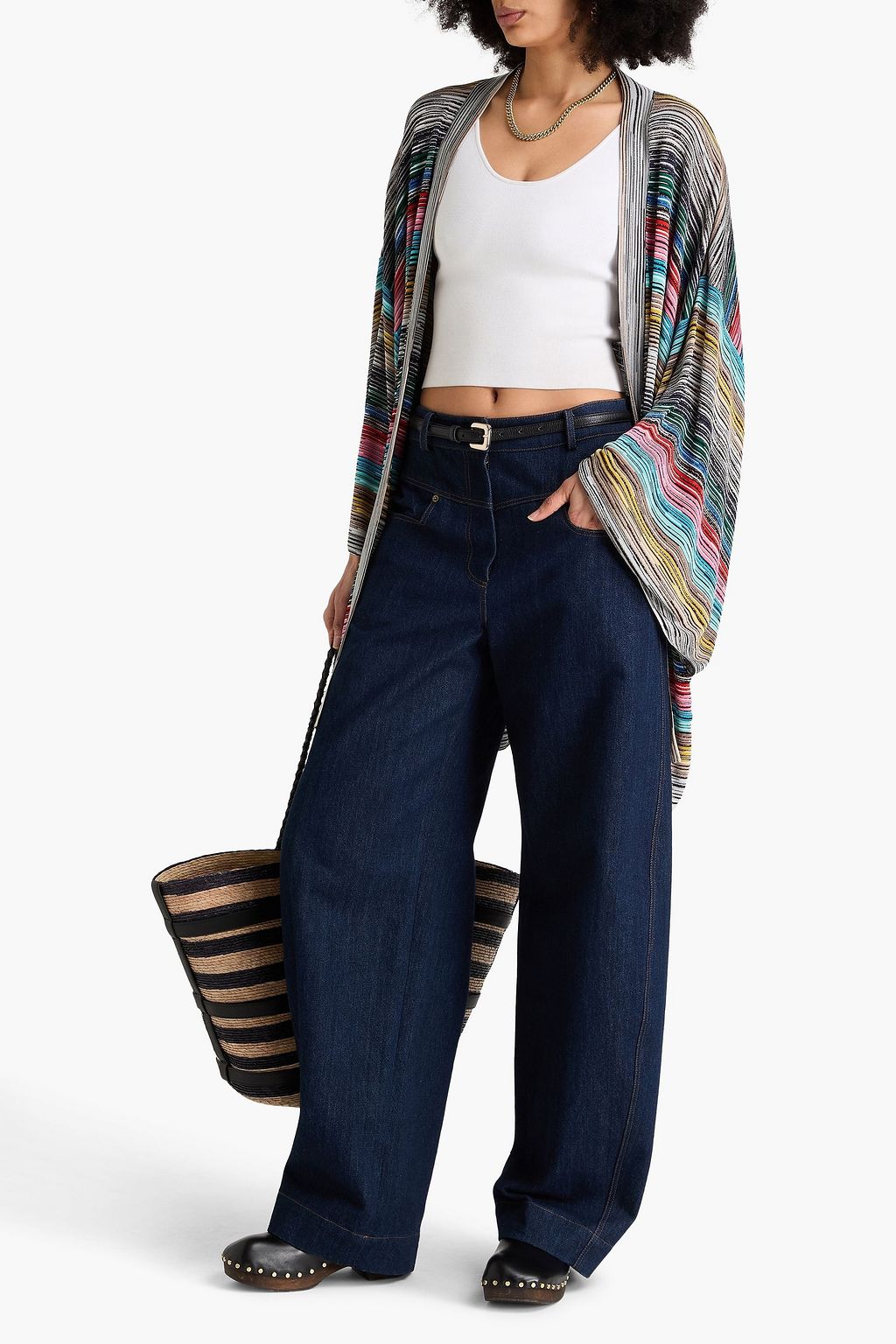 MISSONI Oversized metallic space-dyed knitted cardigan