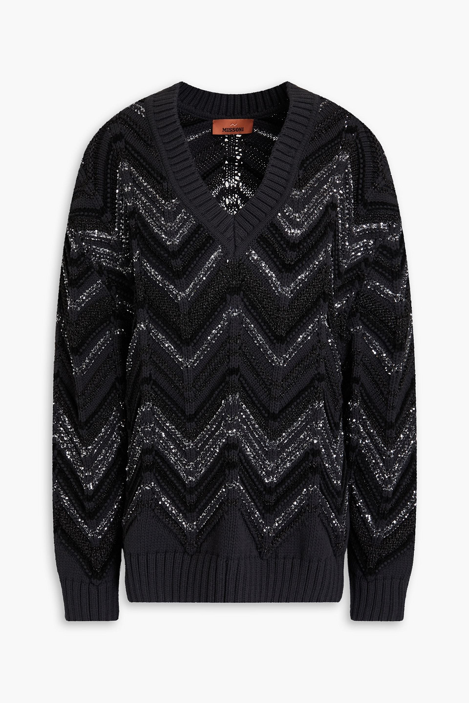 missoni - sequin-embellished knitted sweater - black - m