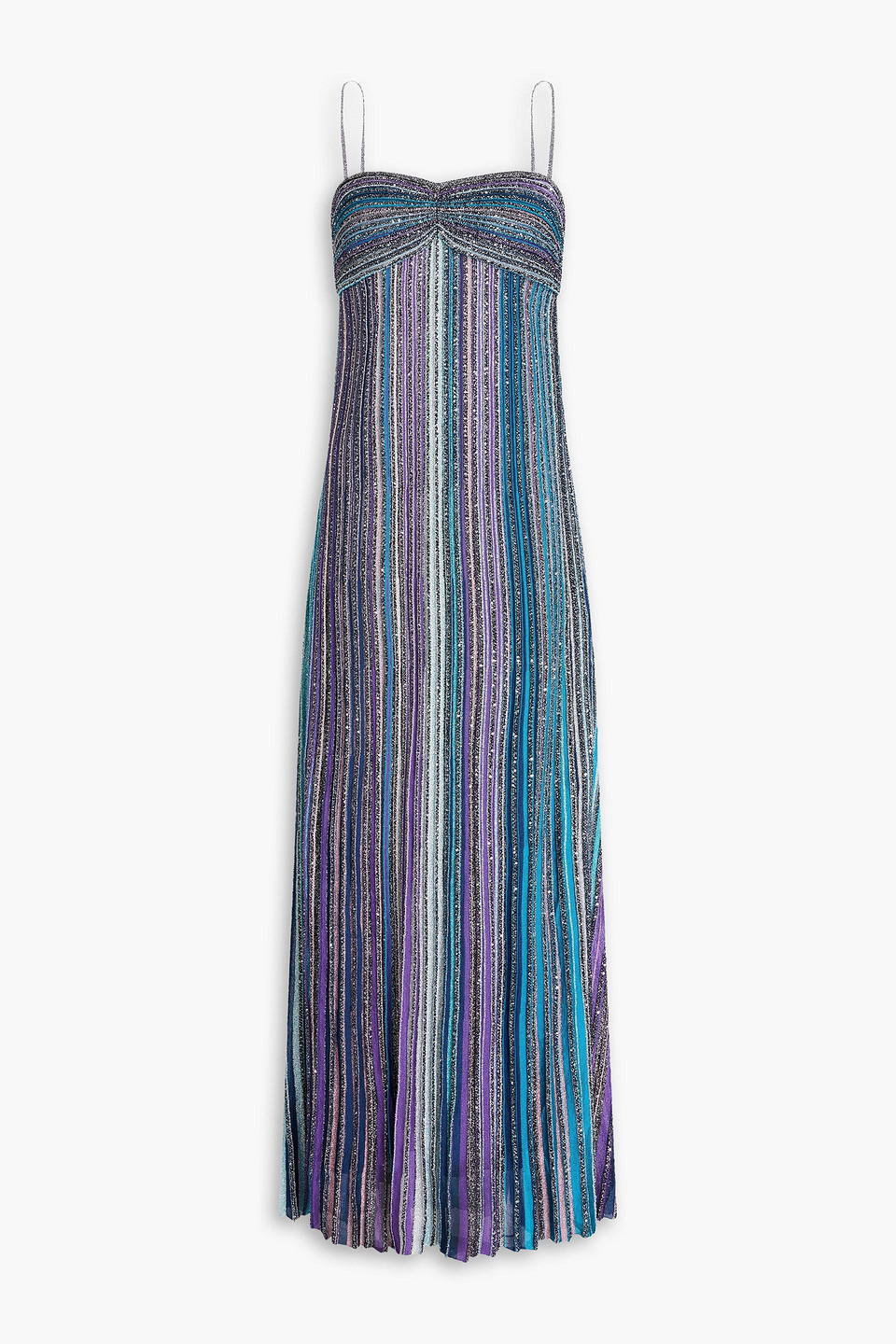 Missoni Sequin-embellished Striped Ribbed-knit Maxi Dress In Violet