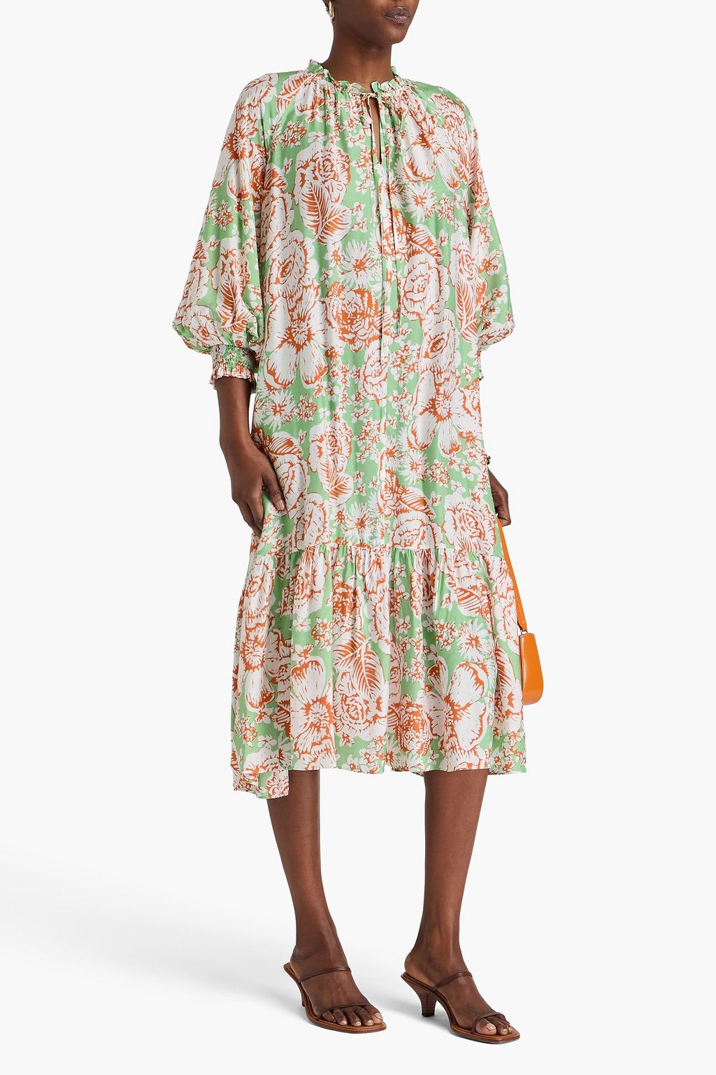 DIANE VON FURSTENBERG 織地 ミディワンピース フローラルプリント