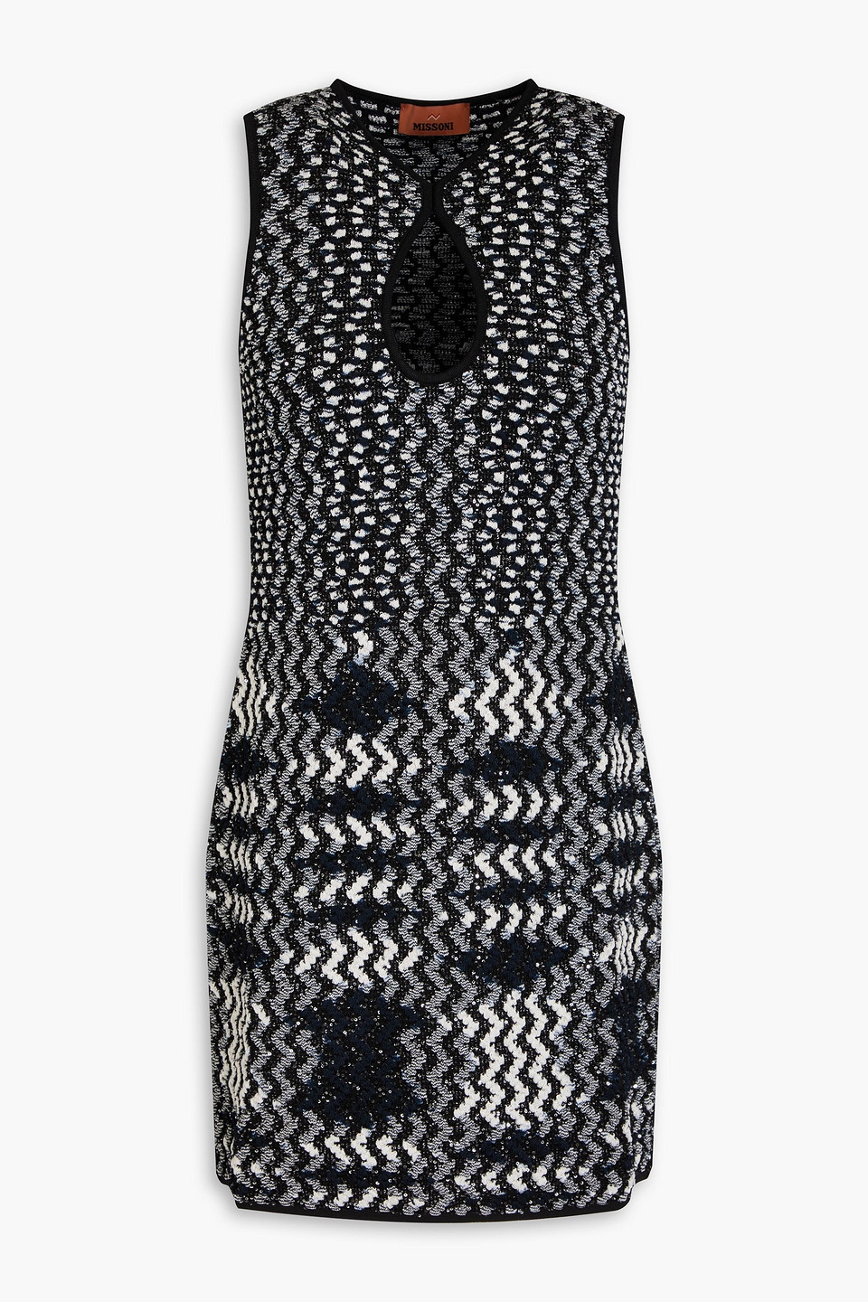 Missoni Minikleid Aus Jacquard-strick Mit Pailletten Und Cut-outs In Schwarz