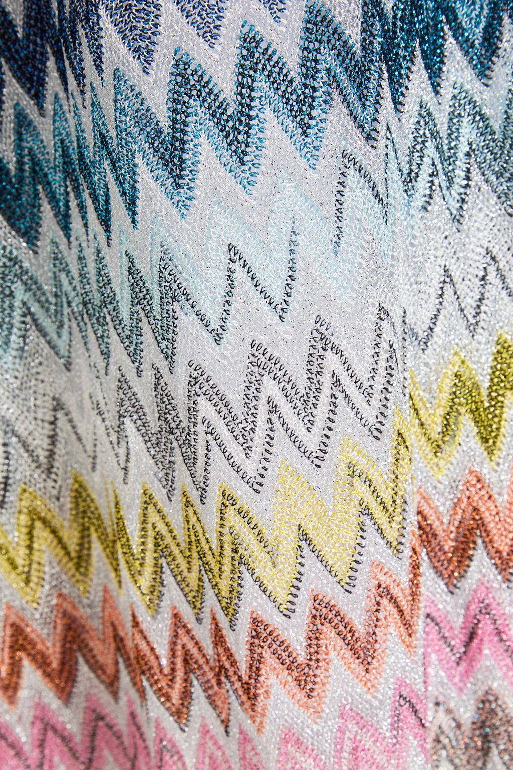 MISSONI كارديغان بحبكة كروشيه بلون ميتاليك