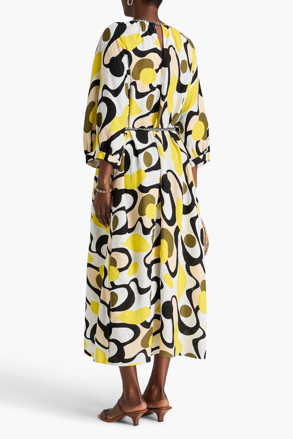 DIANE VON FURSTENBERG 織地 ミディワンピース プリント入り