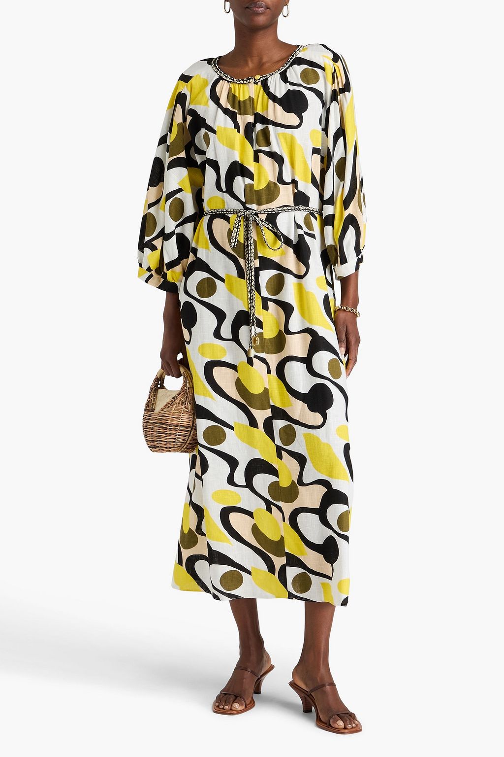 DIANE VON FURSTENBERG 織地 ミディワンピース プリント入り