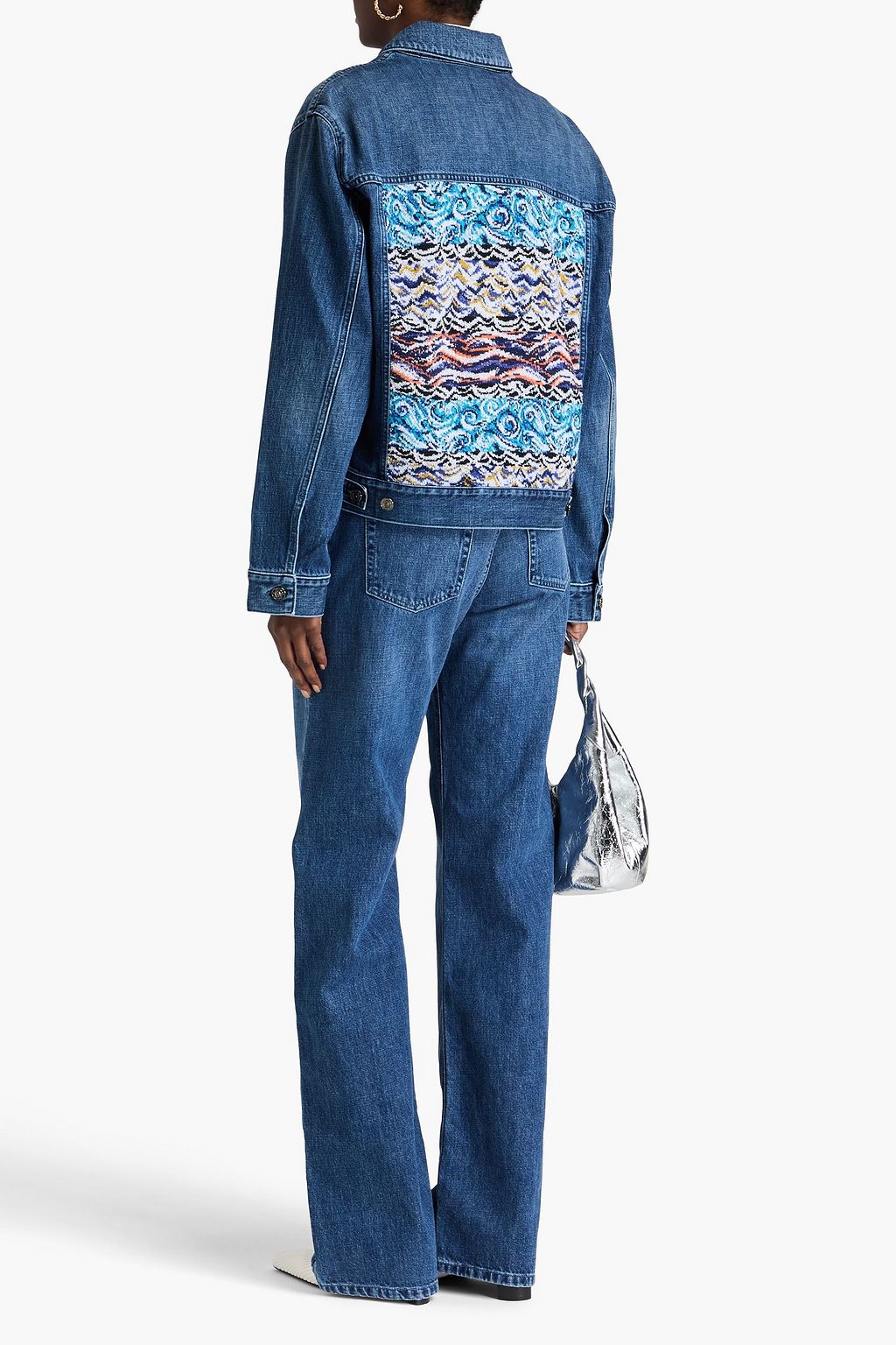 MISSONI جاكيت من الدنيم بقِطع محاكة بجانب بعضها البعض من الجاكار